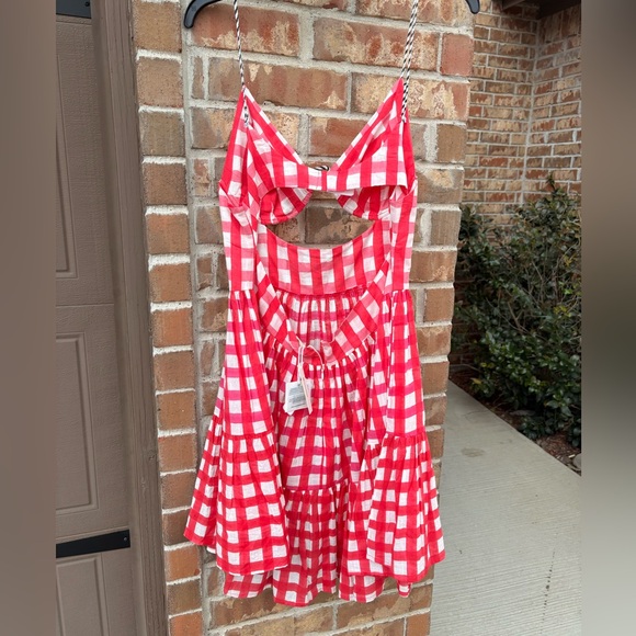 Mo Maya Runa Check Print V- Neckline Sleeveless Mini Dress NWT - Picture 5 of 7